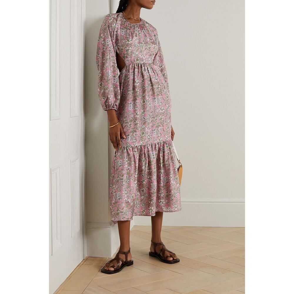 HANNAH Carmen silk open-back tiered dress size 1